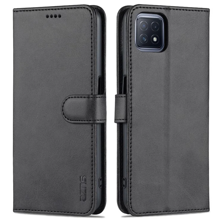 Coque De Couverture De Téléphone En Cuir Azns pu Avec Support Pour Oppo A52 5G / A72 5G - Noir