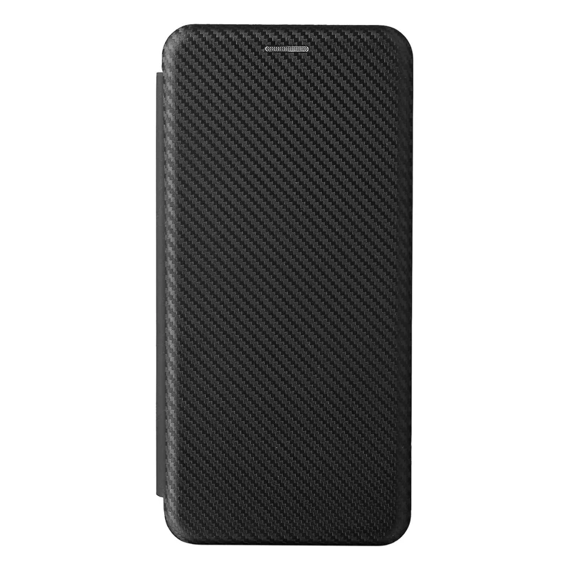 Carbon Fiber Texture Card Slot Auto-absorbed Leather Phone Shell Cover for Realme C11 2021 / C20 - Black