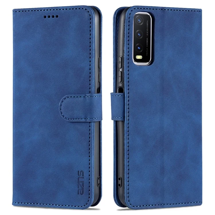 Capa de Cobertura de Carteira de Couro PU AZNS Caixa de Proteção Para Vivo Y20/y20i/y20s/y11s/iqoo U1x/y30 (China) - Azul