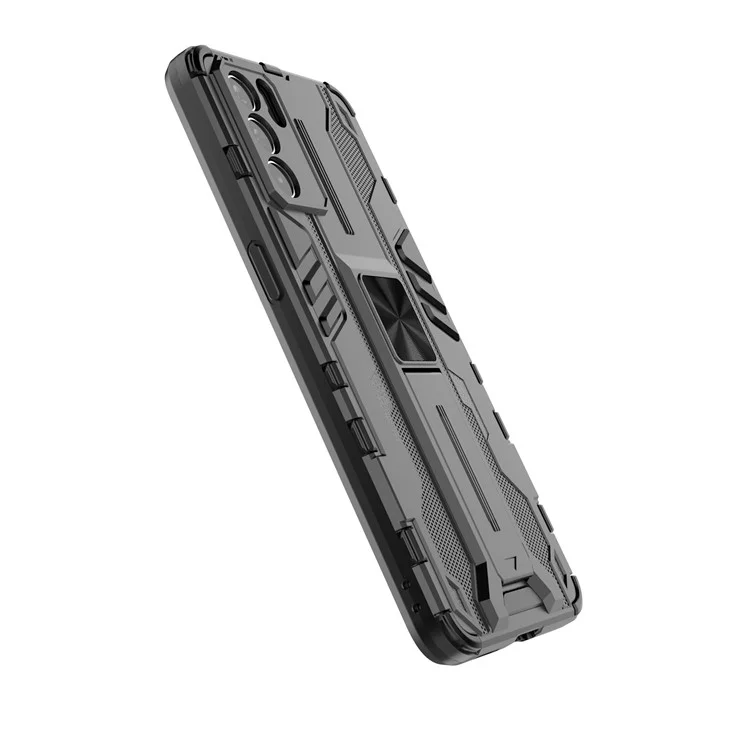 Étui de protection robuste à double matériau PC dur et TPU souple pour Oppo Reno6 5G - Noir