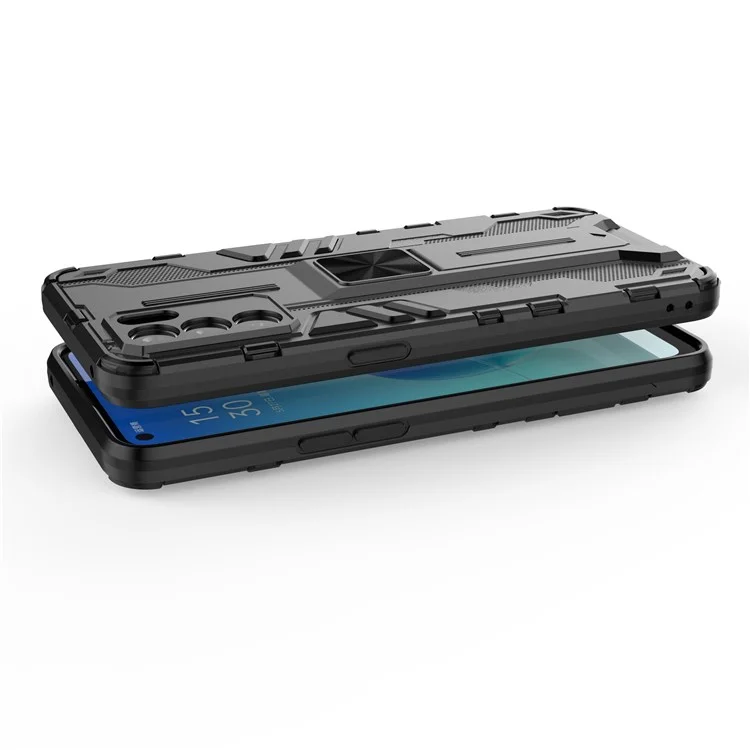 Étui de protection robuste à double matériau PC dur et TPU souple pour Oppo Reno6 5G - Noir