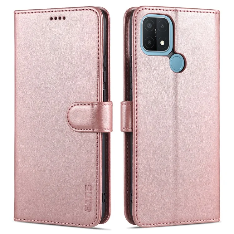 Custodia in pelle sintetica PU AZNS con supporto per OPPO A15/A35(4G) - Rosa
