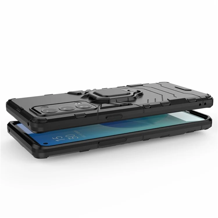 360 Grad Drehring Halterung Ständer PC + TPU Combo Ständer Abdeckung für Oppo Reno6 Pro+ 5G/Pro 5G (Snapdragon) - Schwarz