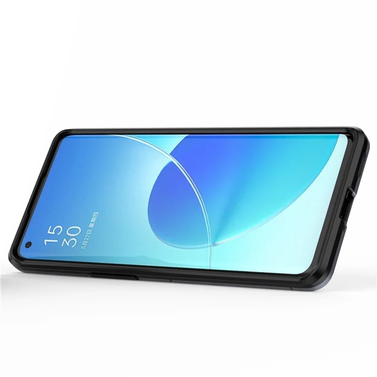 Drop Trobado de Doble Capas Pesadas PC + TPU Combo Combo Coverstand Con Soporte de Anillo Para Oppo Reno6 Pro 5G (MediaTek) - Azul