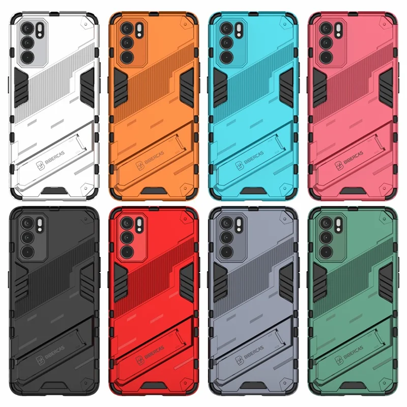 Defender Shockproof Military Durable Rugged PC + TPU Cover with Kickstand for Oppo Reno6 5G - Green