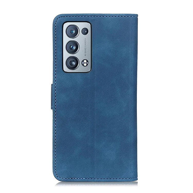 KHAZNEH Wallet Stand Design Vintage Style Protective Leather Cover für Oppo Reno6 Pro+ 5G/Pro 5G (Snapdragon) - Blau