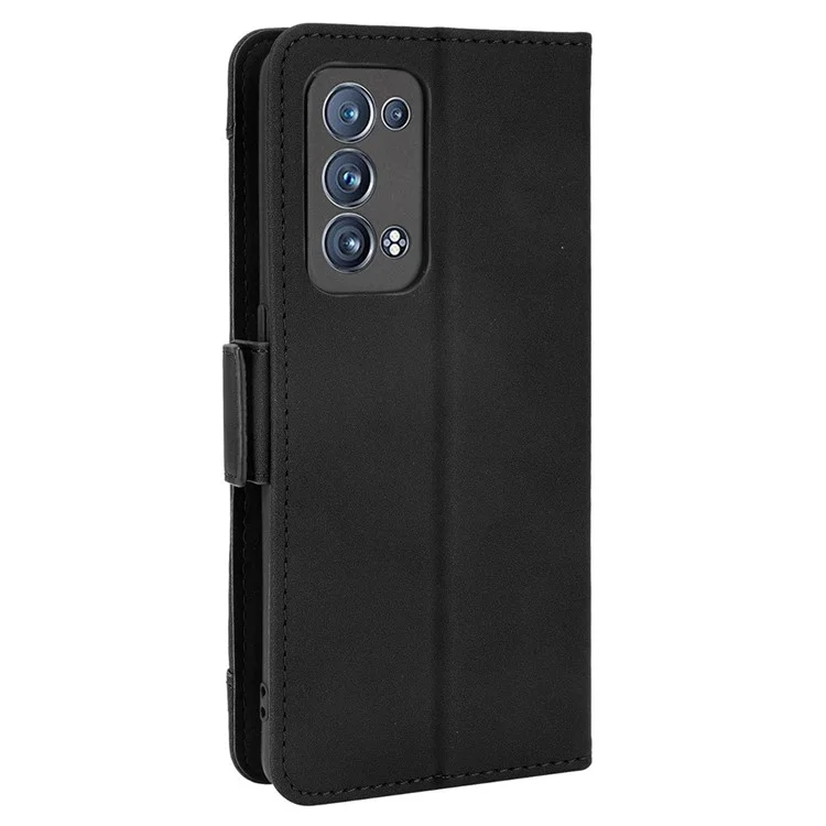 Design mit mehreren Kartenfächern PU-Leder-Standbrieftasche für Oppo Reno6 Pro+ 5G/Pro 5G (Snapdragon) - Schwarz