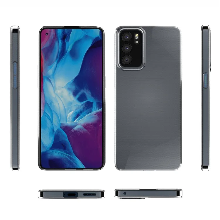 Ultra Mince Transparent Transparent TPU TPU Couverture de Cas de Dos Pour Oppo Reno6 5G