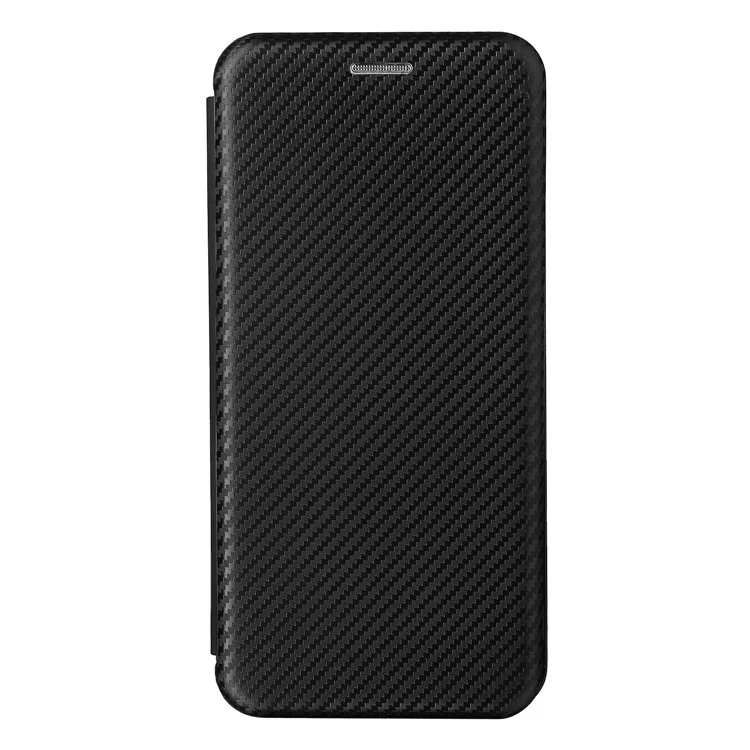 Étui de téléphone portable en cuir absorbant le carbone avec design de support pour Oppo Reno6 5G - Noir