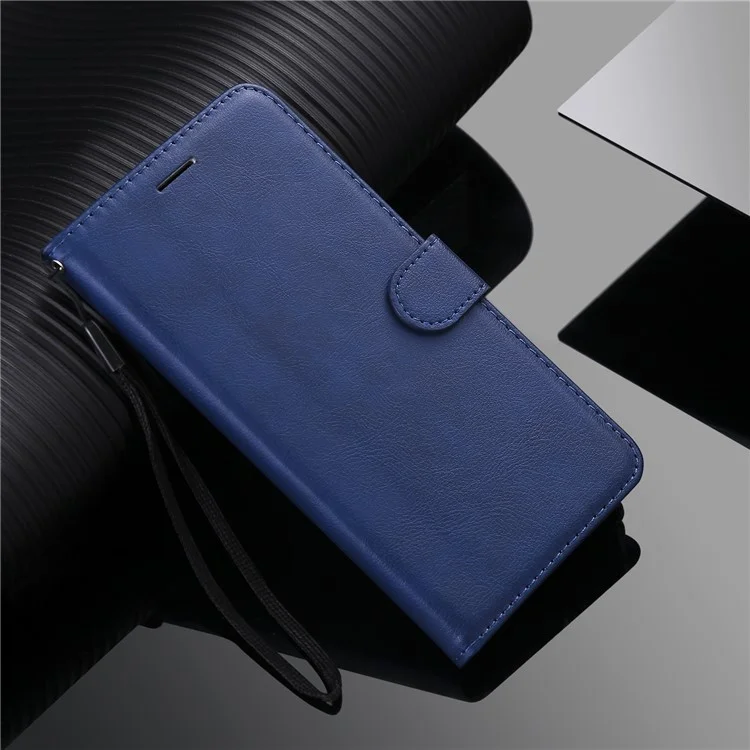 For Oppo A74 4G / F19 4G Case Solid Color Leather Mobile Cover Wallet Stand with Strap - Blue