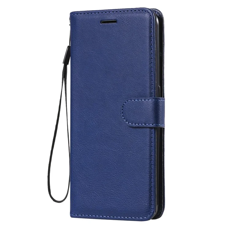 For Oppo A74 4G / F19 4G Case Solid Color Leather Mobile Cover Wallet Stand with Strap - Blue