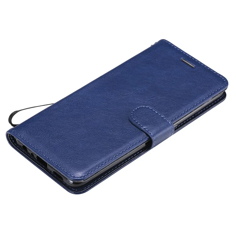 For Oppo A74 4G / F19 4G Case Solid Color Leather Mobile Cover Wallet Stand with Strap - Blue