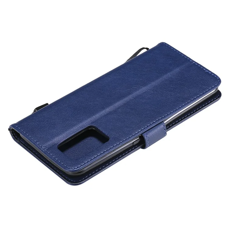 For Oppo A74 4G / F19 4G Case Solid Color Leather Mobile Cover Wallet Stand with Strap - Blue