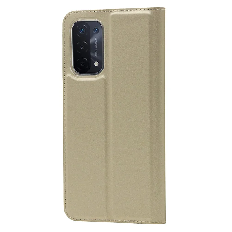 Caso de Capa de Telefonia de Couro Absorvido Automaticamente Com Slot de Cartão Para o Oppo A54 5G - Ouro