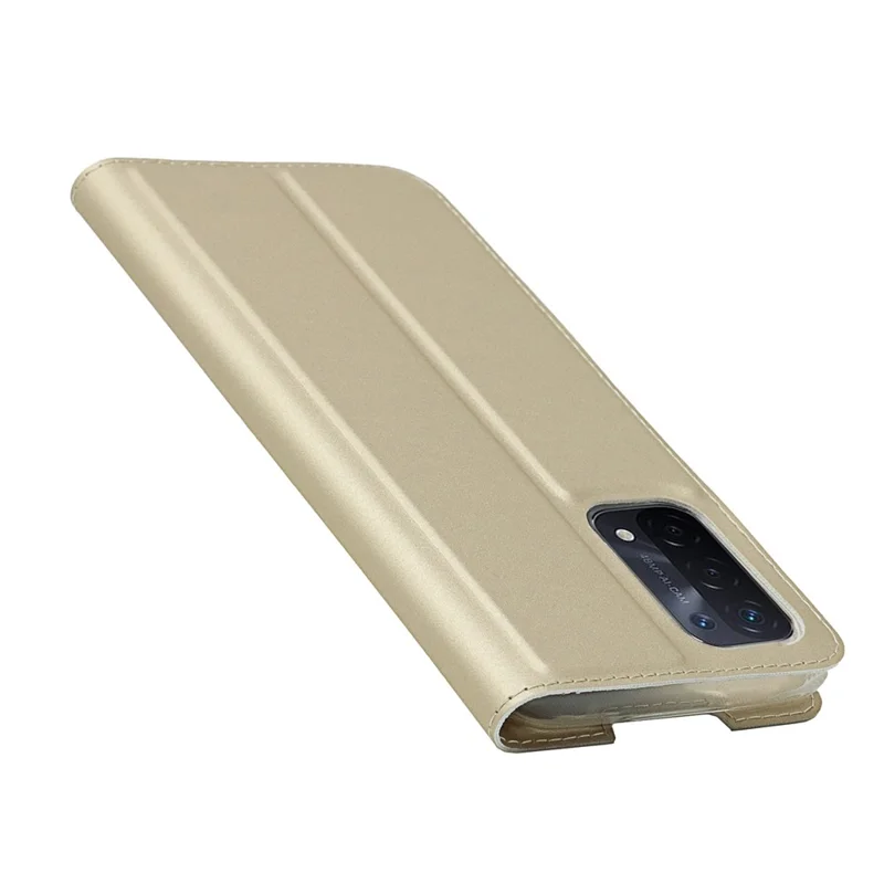 Caso de Capa de Telefonia de Couro Absorvido Automaticamente Com Slot de Cartão Para o Oppo A54 5G - Ouro
