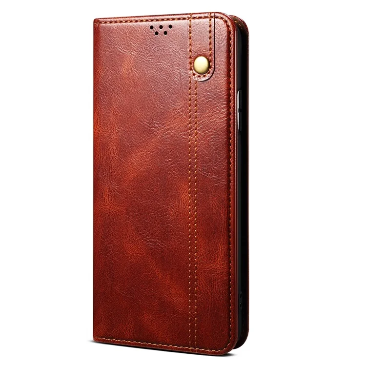 Custodia protettiva per telefono in pelle design wallet con supporto per vivo V21e 4G / Y73 2021 - Marrone