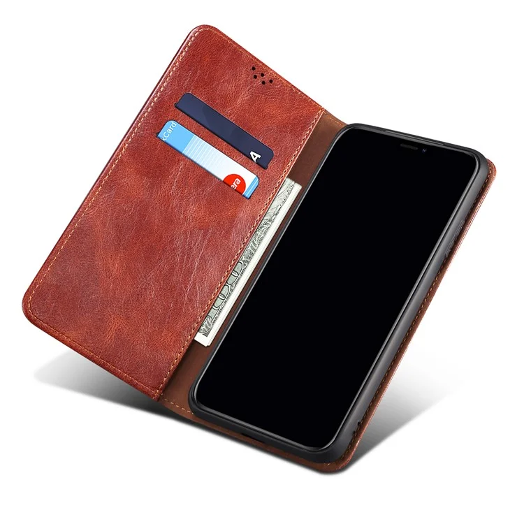 Custodia protettiva per telefono in pelle design wallet con supporto per vivo V21e 4G / Y73 2021 - Marrone