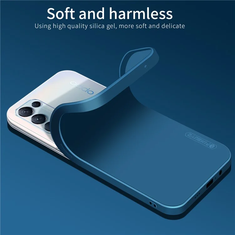 PINWUYO Ultra Slim Shockproof Precise Cut-Out Soft Silicone Gel Rubber Bumper Case for Oppo Reno 5G - Blue