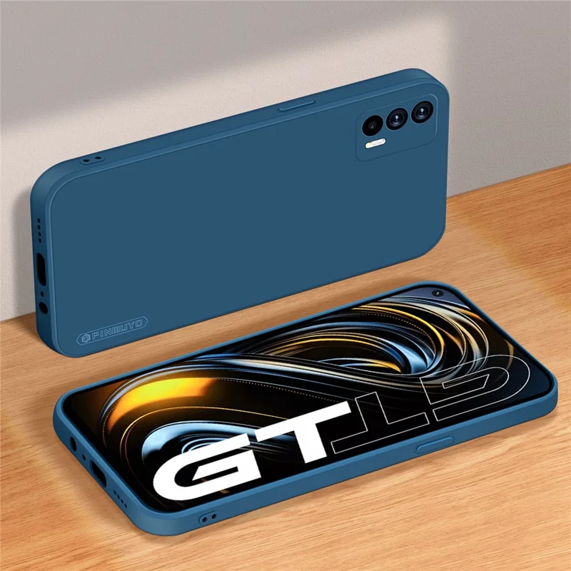 PINWUYO Precise Cut-Out Soft Silicone Cell Phone Case Cover Protector for Realme GT 5G - Blue
