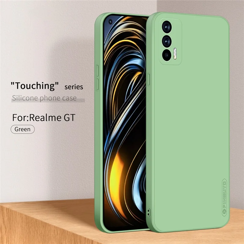 PINWUYO Precise Cut-Out Soft Silicone Cell Phone Case Cover Protector for Realme GT 5G - Green