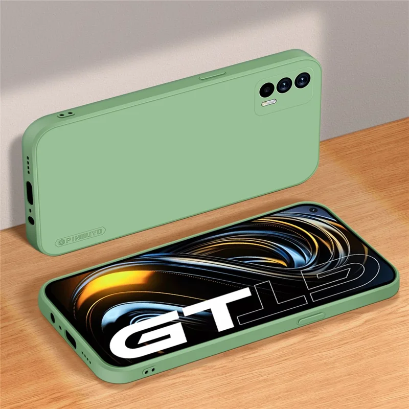 PINWUYO Precise Cut-Out Soft Silicone Cell Phone Case Cover Protector for Realme GT 5G - Green