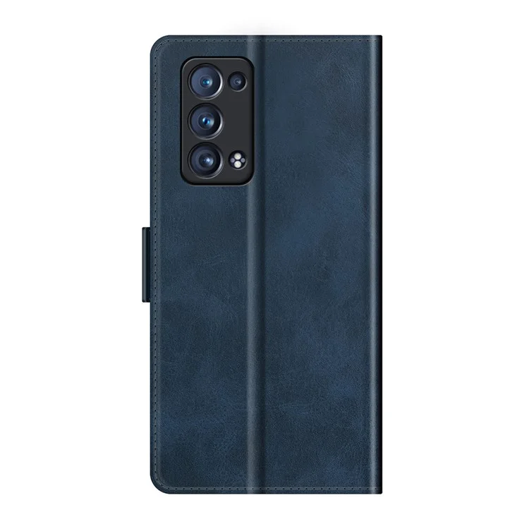 Magnetic Clasp Closure Full Protection PU Leather Phone Stand Case for Oppo Reno6 Pro+ 5G/Pro 5G (Snapdragon) - Blue