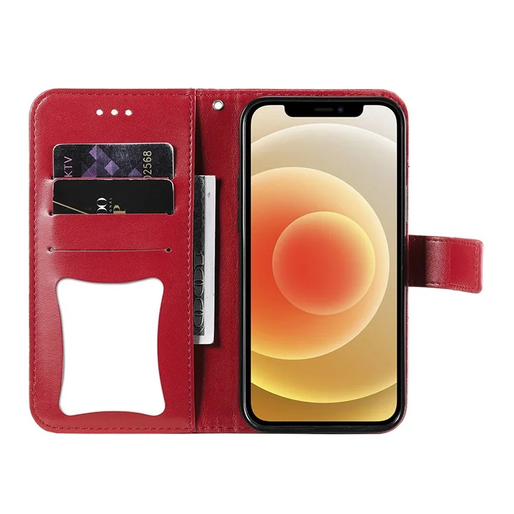 PU Lederabdruck Blumen Muster Brieftasche Telefonständer Mit Lanyard Für Oppo A93 5G (chinesische Version)/A74 5G/A54 5G - Rot