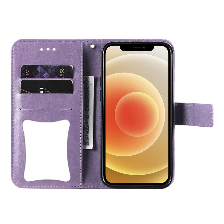 Impressum Blumen Muster PU Leder Telefon Brieftasche Hülle Mit Lanyard Für Oppo Finden X3 Neo/reno5 Pro+ 5g - Violett