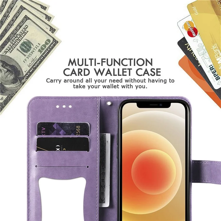 Impressum Blumen Muster PU Leder Telefon Brieftasche Hülle Mit Lanyard Für Oppo Finden X3 Neo/reno5 Pro+ 5g - Violett