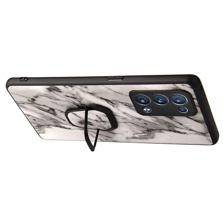 Funda de teléfono con carcasa híbrida de PC + TPU con revestimiento de piel de poliuretano y soporte para Oppo Reno6 Pro+ 5G/Pro 5G (Snapdragon) - Patrón de mármol