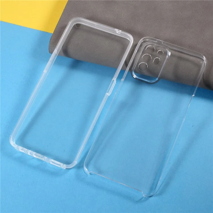 PET Front Cover + TPU Edge + Acrylic Back Panel Clear Well-Protection Hybrid Phone Cover Case for Oppo A94 5G / F19 Pro+ 5G / Reno5 Z