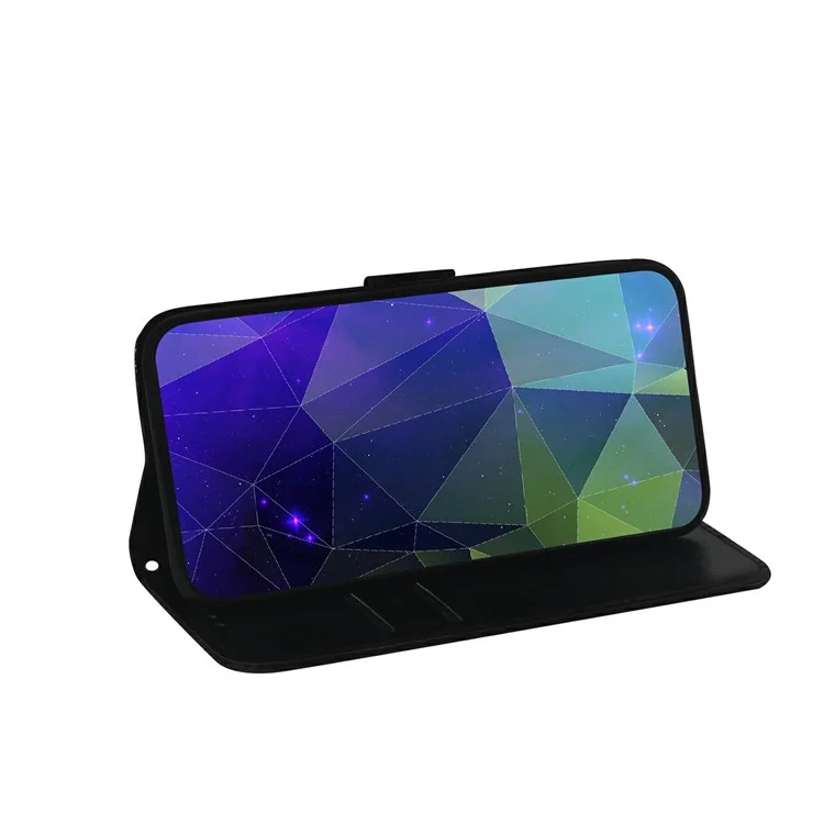Portefeuille De Surface En Forme De Miroir Stand De La Conception De La Coquille De Téléphone De Téléphone Porcin Avec Une Sangle De Poignet Pour OPPO A74 / A93 5G / A54 5G - Bleu