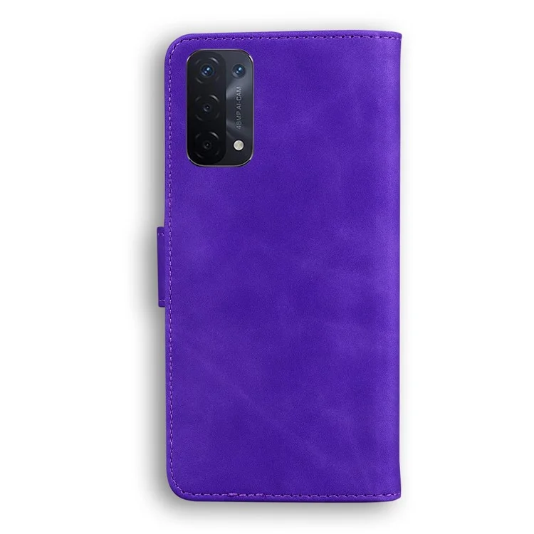 Massivfarbe Vollschutz Wallet Stand Design PU Leder Telefon Fall Für Oppo A74 5G / A93 5G. / A54 5G. - Lila