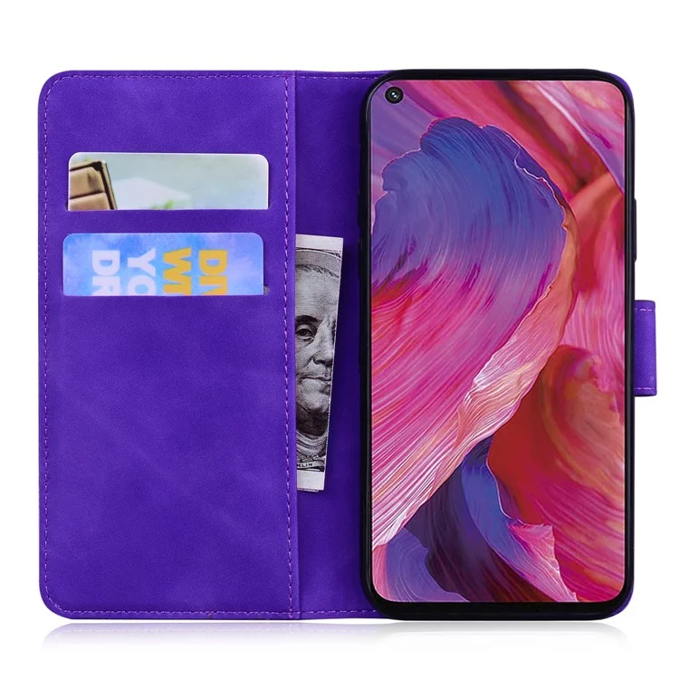 Massivfarbe Vollschutz Wallet Stand Design PU Leder Telefon Fall Für Oppo A74 5G / A93 5G. / A54 5G. - Lila