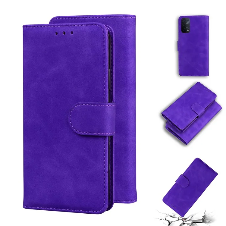 Massivfarbe Vollschutz Wallet Stand Design PU Leder Telefon Fall Für Oppo A74 5G / A93 5G. / A54 5G. - Lila