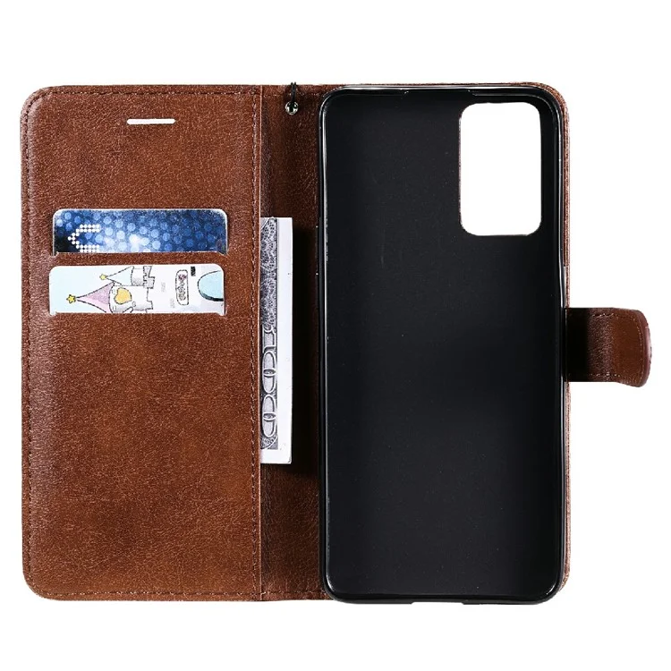 KT Leath Series-2 Anti-scratch Bien Protégé Pure Color Leather Téléphone Pour Oppo Reno6 5G - Brun