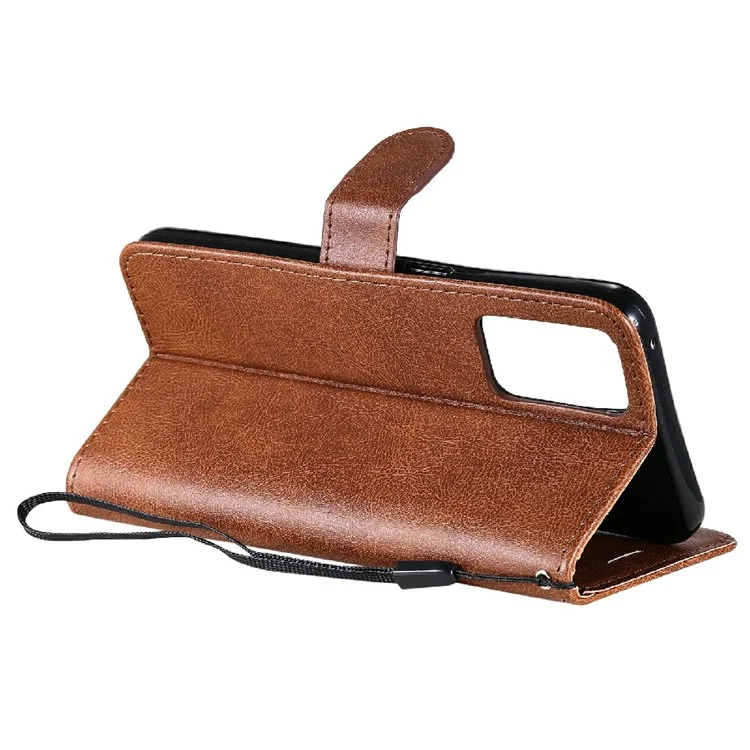KT Leath Series-2 Anti-scratch Bien Protégé Pure Color Leather Téléphone Pour Oppo Reno6 5G - Brun