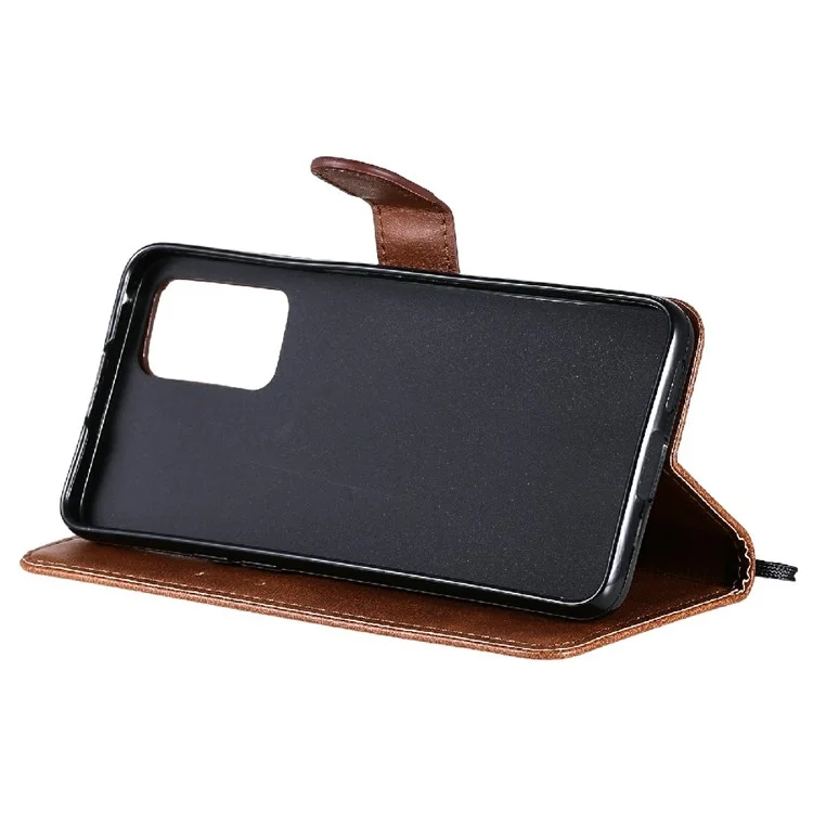 KT Leath Series-2 Anti-scratch Bien Protégé Pure Color Leather Téléphone Pour Oppo Reno6 5G - Brun