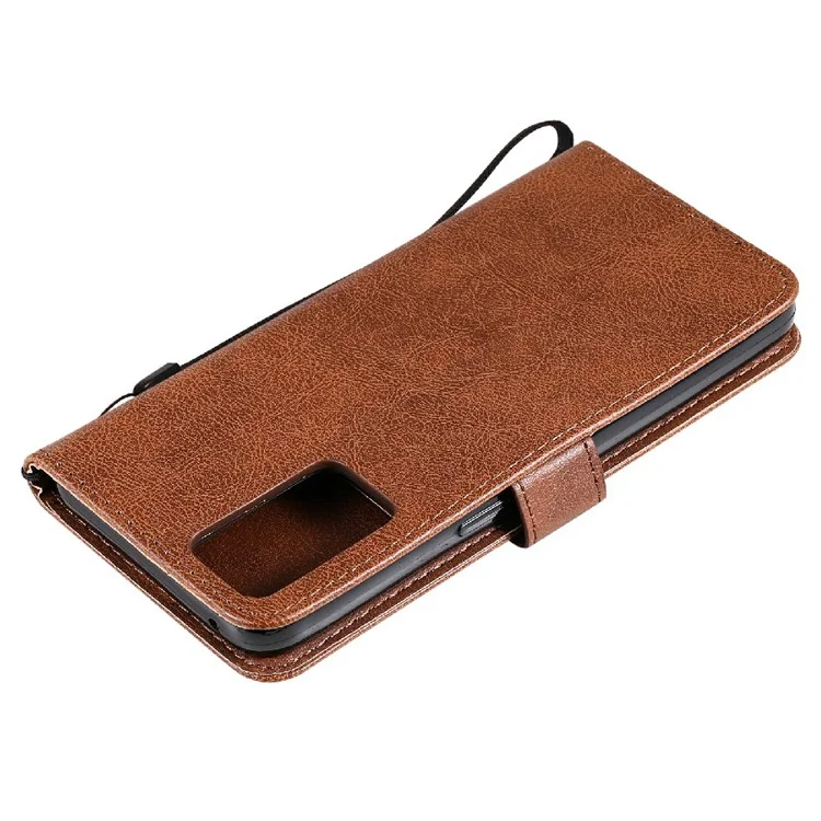 KT Leath Series-2 Anti-scratch Bien Protégé Pure Color Leather Téléphone Pour Oppo Reno6 5G - Brun