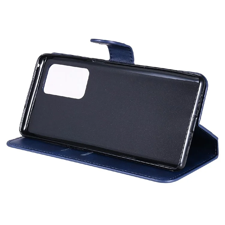 Choque PU Stand Stand Folio Flip Phone Tampa Para Oppo Reno6 Pro+ 5G/Pro 5G (Snapdragon) - Azul