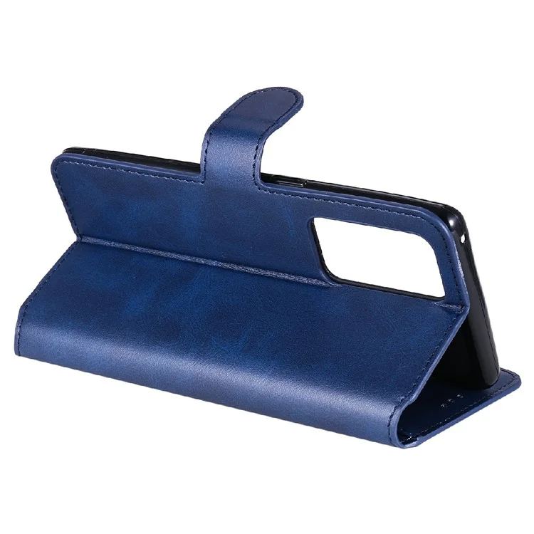 Soporte de Billetera de Cuero PU de Choque de Choque Folio Folio Flip Phone Para Oppo Reno6 Pro+ 5G/Pro 5G (Snapdragon) - Azul