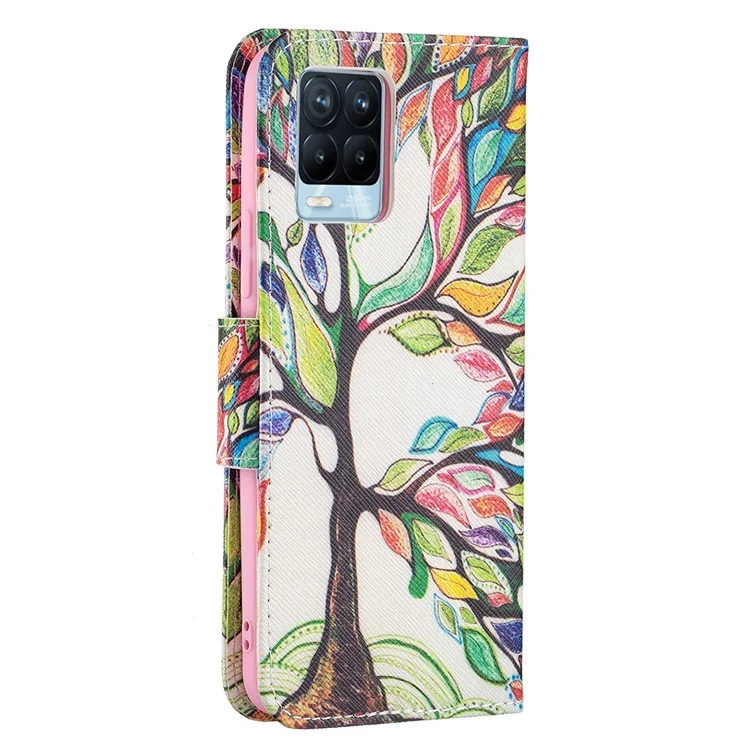 Portafoglio Design Anti-Drop Pattern Stampa Custodia in Pelle Magnetica con Stand per Realme 8/8 Pro - Life Tree