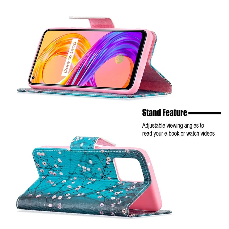 Wallet Design Anti-Drop Pattern Printing Magnetic Leather Stand Case for Realme 8/8 Pro - Wintersweet