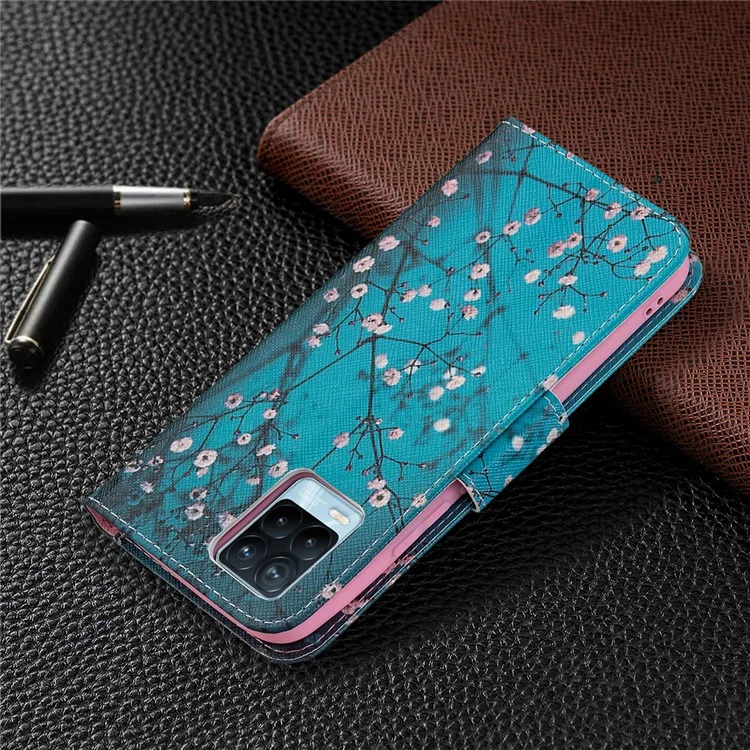 Wallet Design Anti-Drop Pattern Printing Magnetic Leather Stand Case for Realme 8/8 Pro - Wintersweet