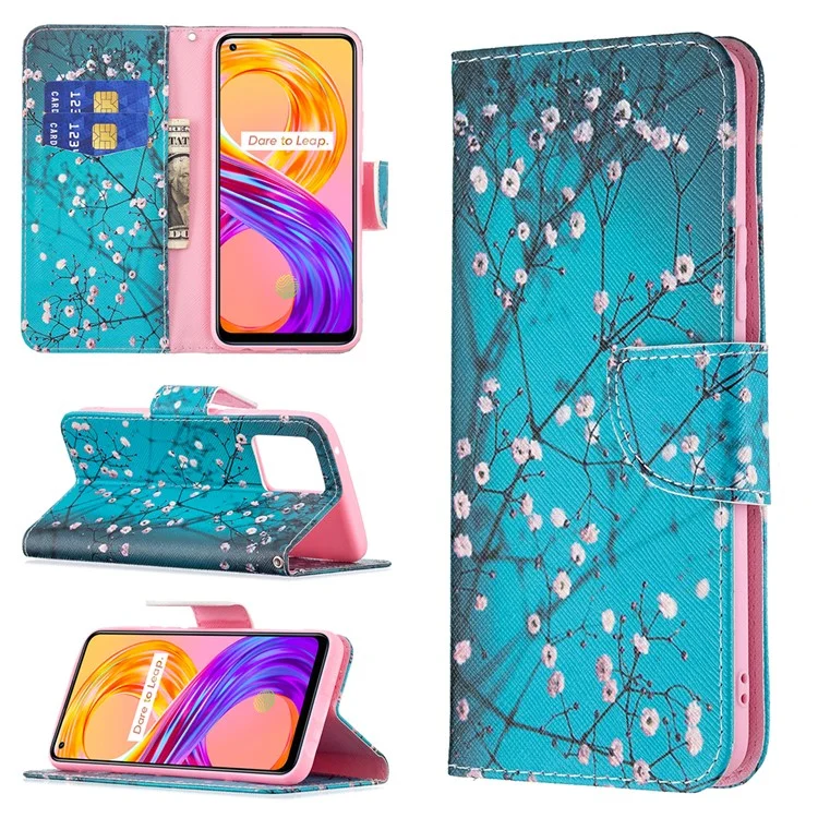 Wallet Design Anti-Drop Pattern Printing Magnetic Leather Stand Case for Realme 8/8 Pro - Wintersweet