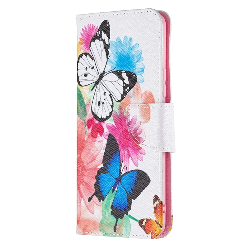 Wallet Design Anti-Drop Pattern Printing Magnetic Leather Stand Case for Realme 8/8 Pro - Vivid Butterflies