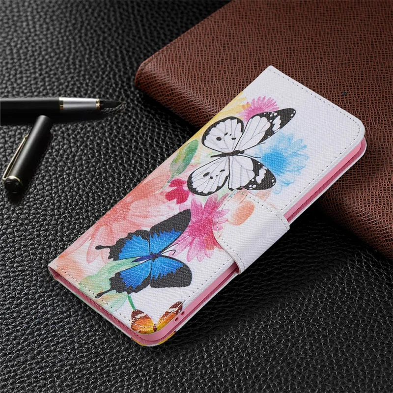 Pattern Printing Drop-Resistant Magnetic Leather Wallet Case with Stand for Oppo Reno6 5G - Vivid Butterflies
