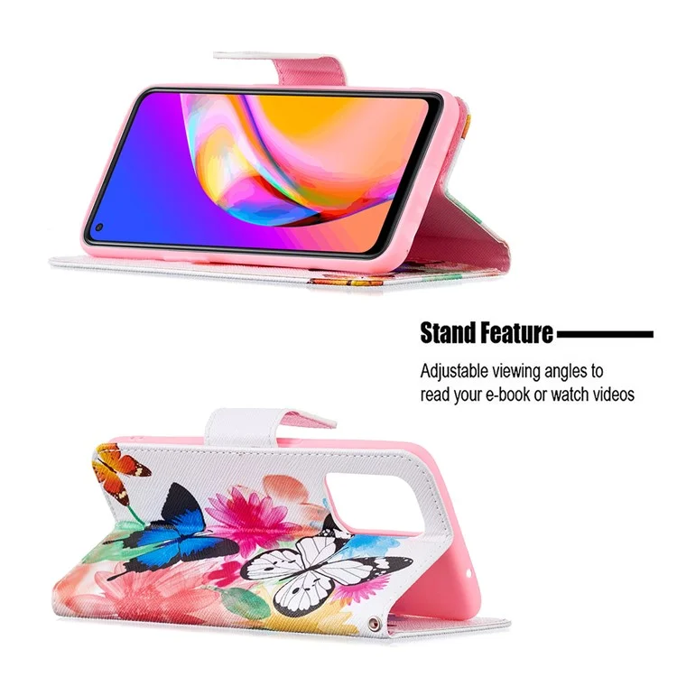 Portefeuille de Fermeture Magnétique Impression du Support en Cuir Pour Oppo A94 5G / F19 Pro + 5G / Reno5 Z 5G - Papillons Vifs