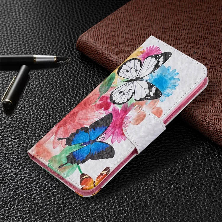 Portefeuille de Fermeture Magnétique Impression du Support en Cuir Pour Oppo A94 5G / F19 Pro + 5G / Reno5 Z 5G - Papillons Vifs