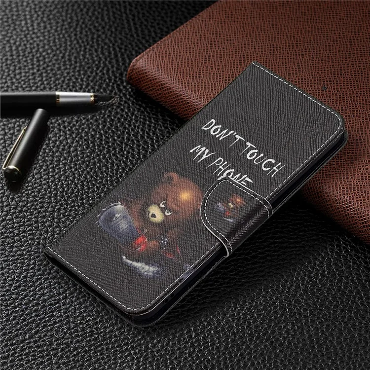 Чехол-книжка с принтом и мягкой TPU-основой с держателем-визитницей для Oppo A94/Reno5 F/F19 Pro - Медведь